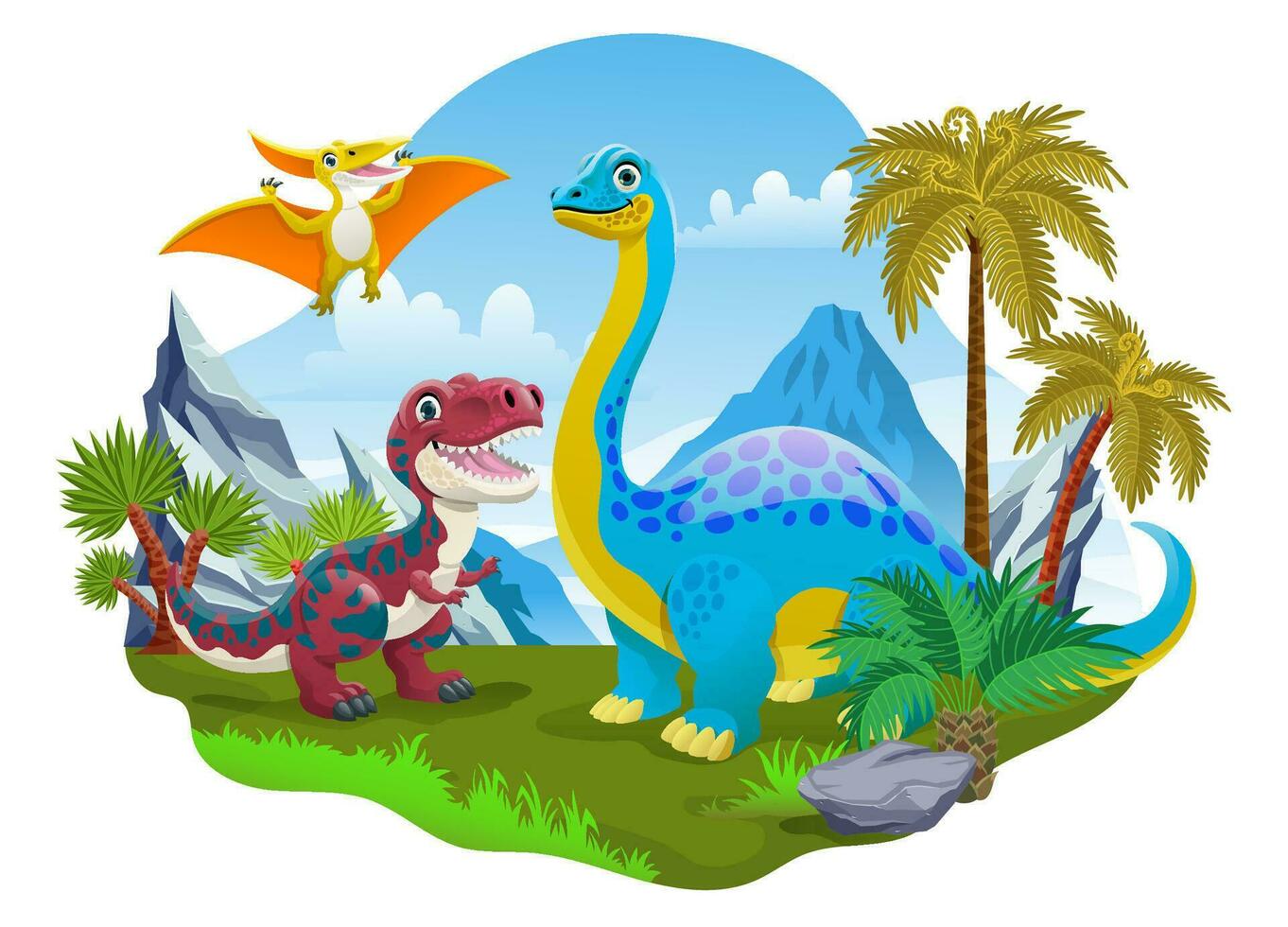Dinosaurier Karikatur Landschaft Hintergrund prähistorisch Epoche vektor