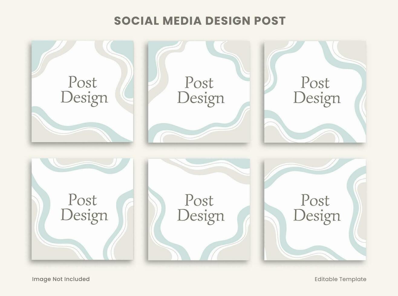 uppsättning av redigerbar social media design posta dekorerad med Vinka ram blå Färg bakgrund. lämplig för reklam, befordran, branding produkt skönhet, kosmetisk, bageri vektor
