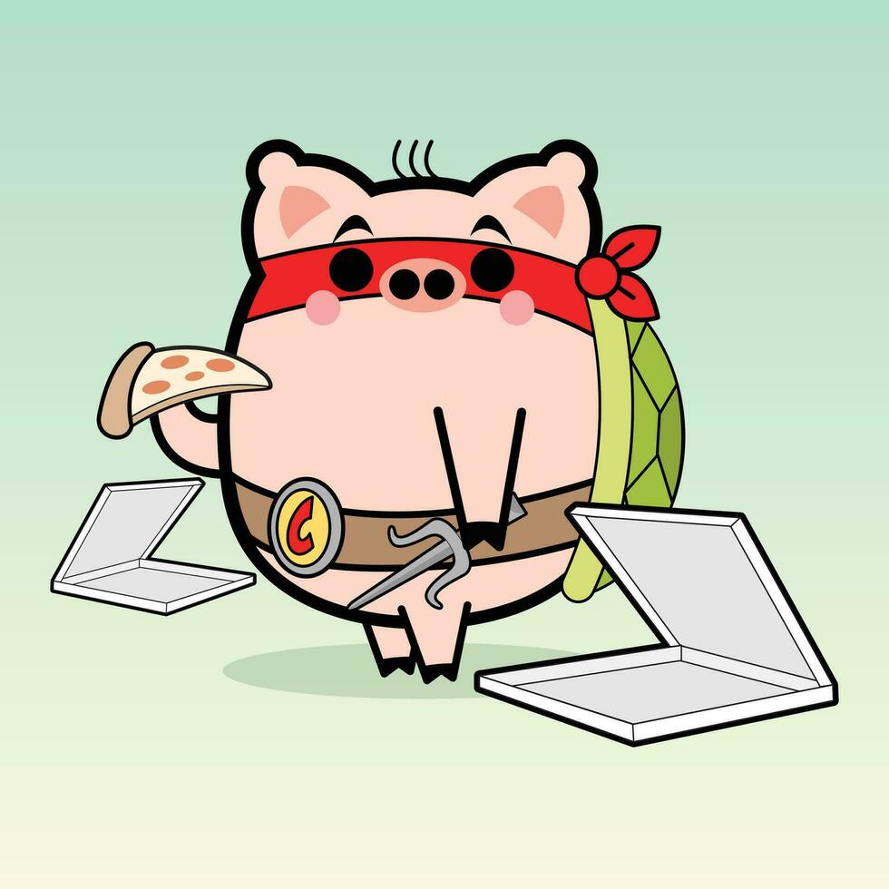 Schildkröte Schwein Karikatur Charakter kostenlos Vektor Design