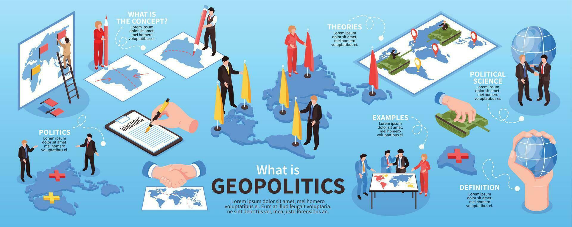 värld geopolitik isometrisk infographics vektor