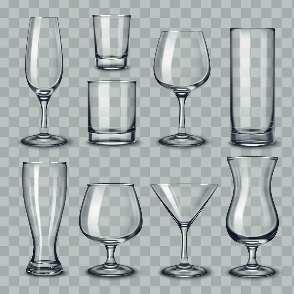 alkohol glas ikon uppsättning vektor