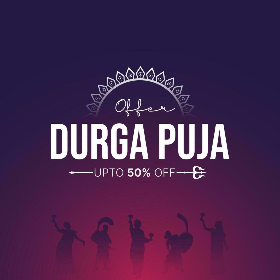 Göttin maa Durga Gesicht im glücklich Durga Puja, Dussehra, und navratri Feier Konzept zum Netz Banner, Poster, Sozial Medien Post, und Flyer Werbung vektor