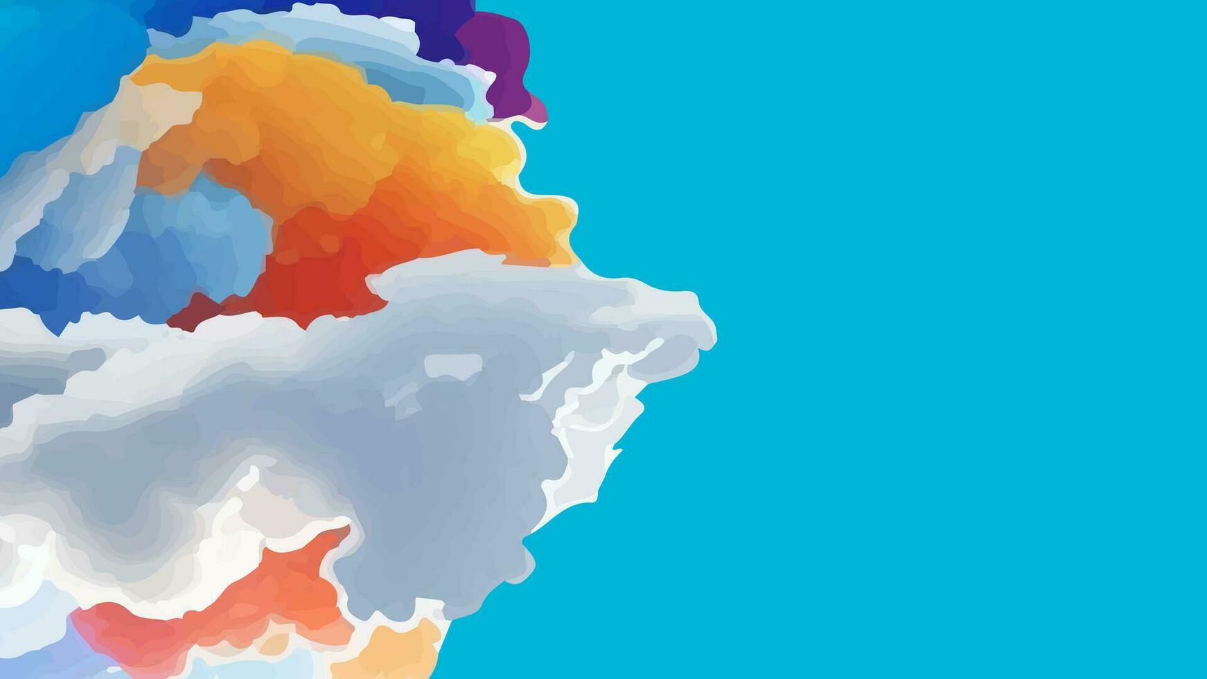 modern Hand gemalt Aquarell Himmel und Wolken Vektor Hintergrund oder elegant Karte Design mit abstrakt Blau Tinte Wellen und Wolke spritzt auf Weiß Farbe