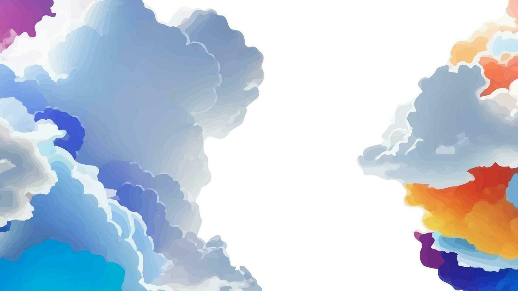 modern hand målad vattenfärg himmel och moln vektor bakgrund eller elegant kort design med abstrakt blå bläck vågor och moln stänk på vit Färg