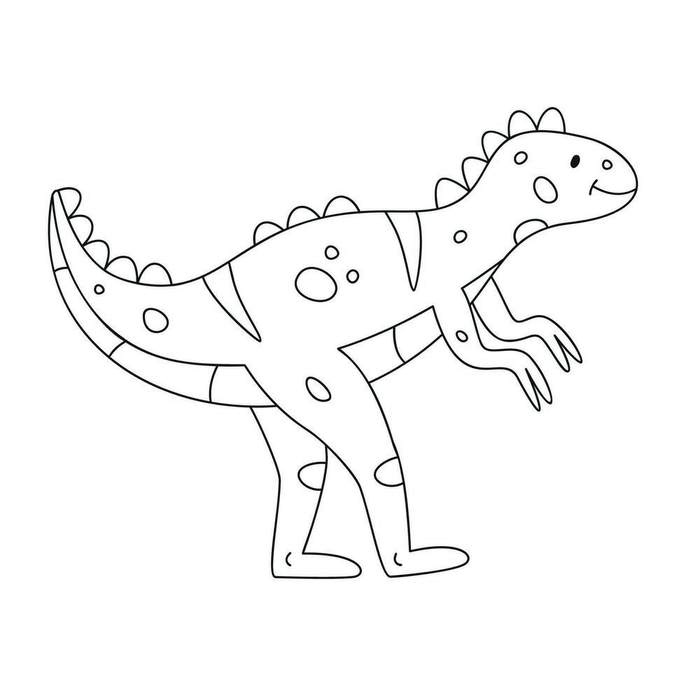 hand dragen linjär vektor illustration av megalosaurus dinosaurie