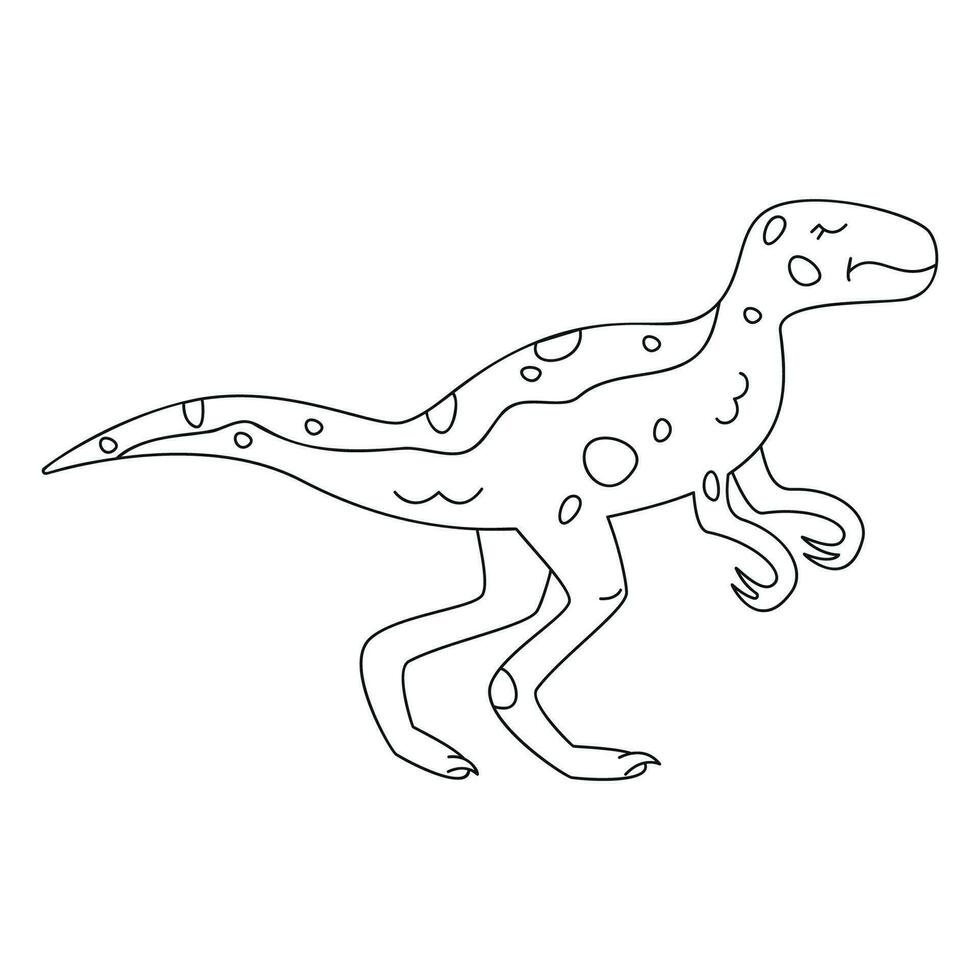 hand dragen linjär vektor illustration av velociraptor