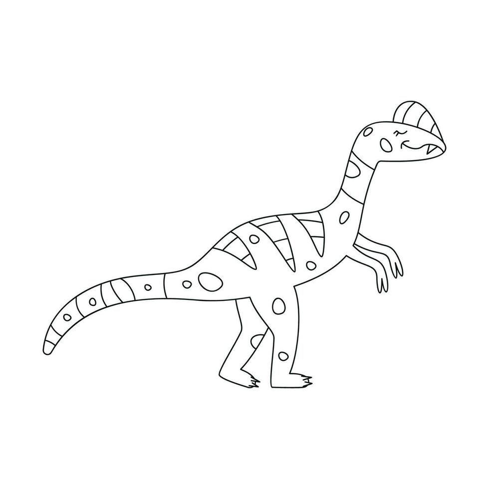 hand dragen linjär vektor illustration av dilophosaurus dinosaurie