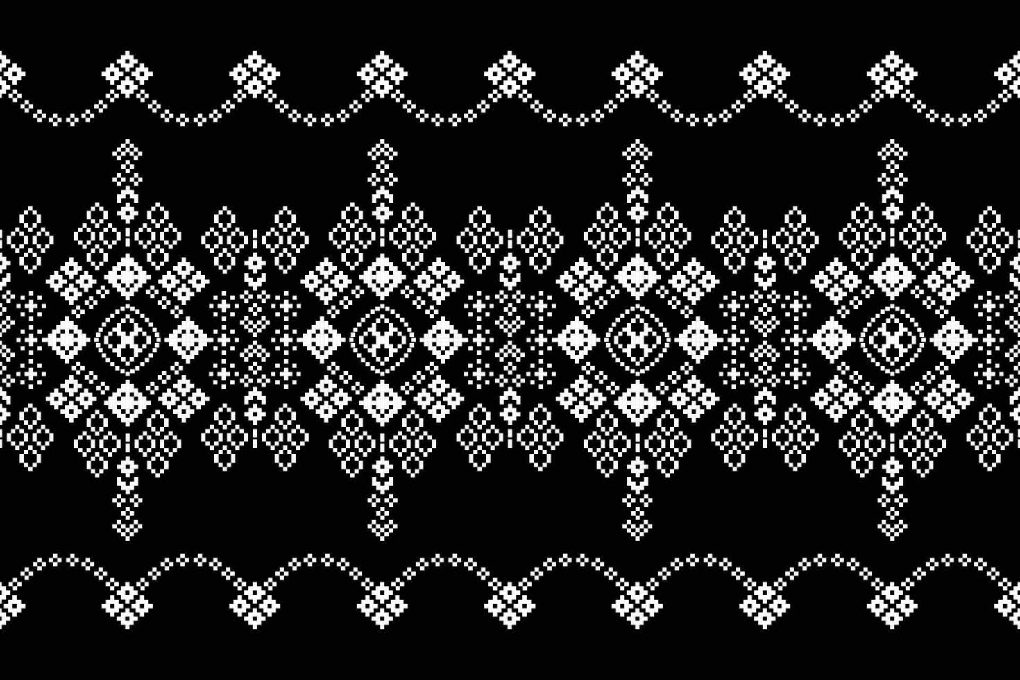 ethnisch geometrisch Stoff Muster Kreuz Stich.ikat Stickerei ethnisch orientalisch Pixel Muster schwarz Hintergrund. abstrakt, vektor, illustration. Textur, Kleidung, Rahmen, Dekoration, Motive, Seide Hintergrund. vektor