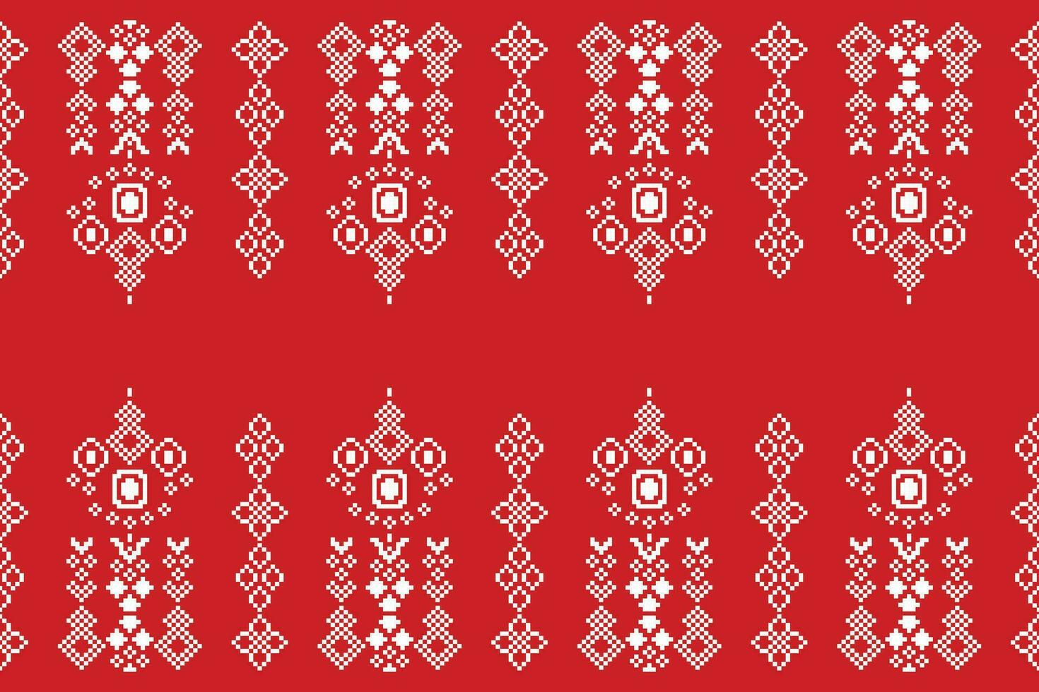 ethnisch geometrisch Stoff Muster Kreuz Stich.ikat Stickerei ethnisch orientalisch Pixel Muster rot Hintergrund. abstrakt, vektor, illustration. Textur, Kleidung, Rahmen, Dekoration, Motive, Seide Hintergrund. vektor