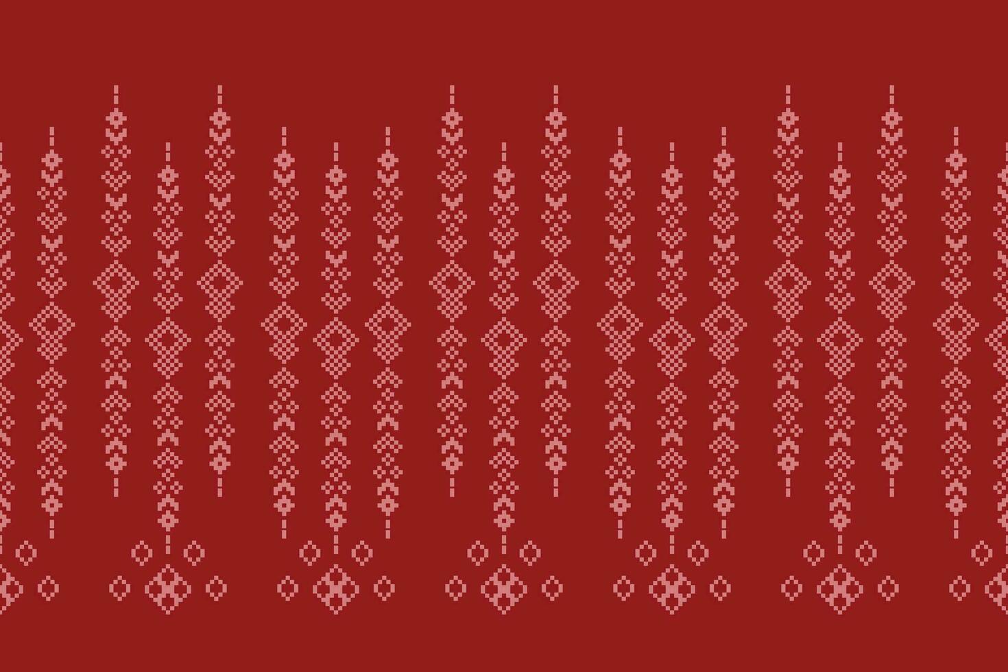 ethnisch geometrisch Stoff Muster Kreuz Stich.ikat Stickerei ethnisch orientalisch Pixel Muster rot Hintergrund. abstrakt, vektor, illustration. Textur, Kleidung, Rahmen, Dekoration, Motive, Seide Hintergrund. vektor