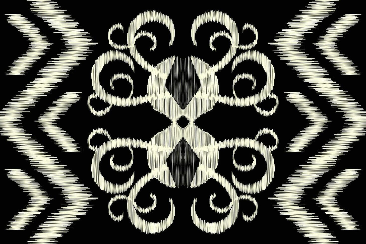 ethnisch Ikat Stoff Muster geometrisch Stil.afrikanisch Ikat Stickerei ethnisch orientalisch Muster schwarz Hintergrund. abstrakt, Vektor, Illustration. Textur, Kleidung, Rahmen, Dekoration, Teppich, Motiv. vektor