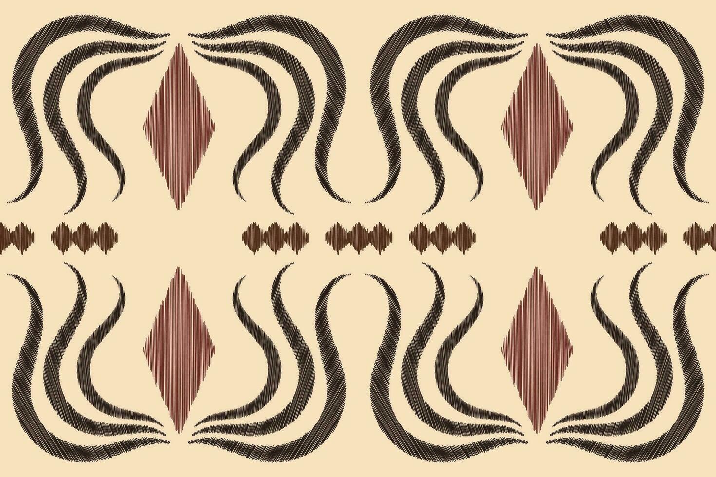 ethnisch Ikat Stoff Muster geometrisch Stil.afrikanisch Ikat Stickerei ethnisch orientalisch Muster braun Sahne Hintergrund. abstrakt, Vektor, Illustration. Textur, Kleidung, Rahmen, Dekoration, Teppich, Motiv. vektor