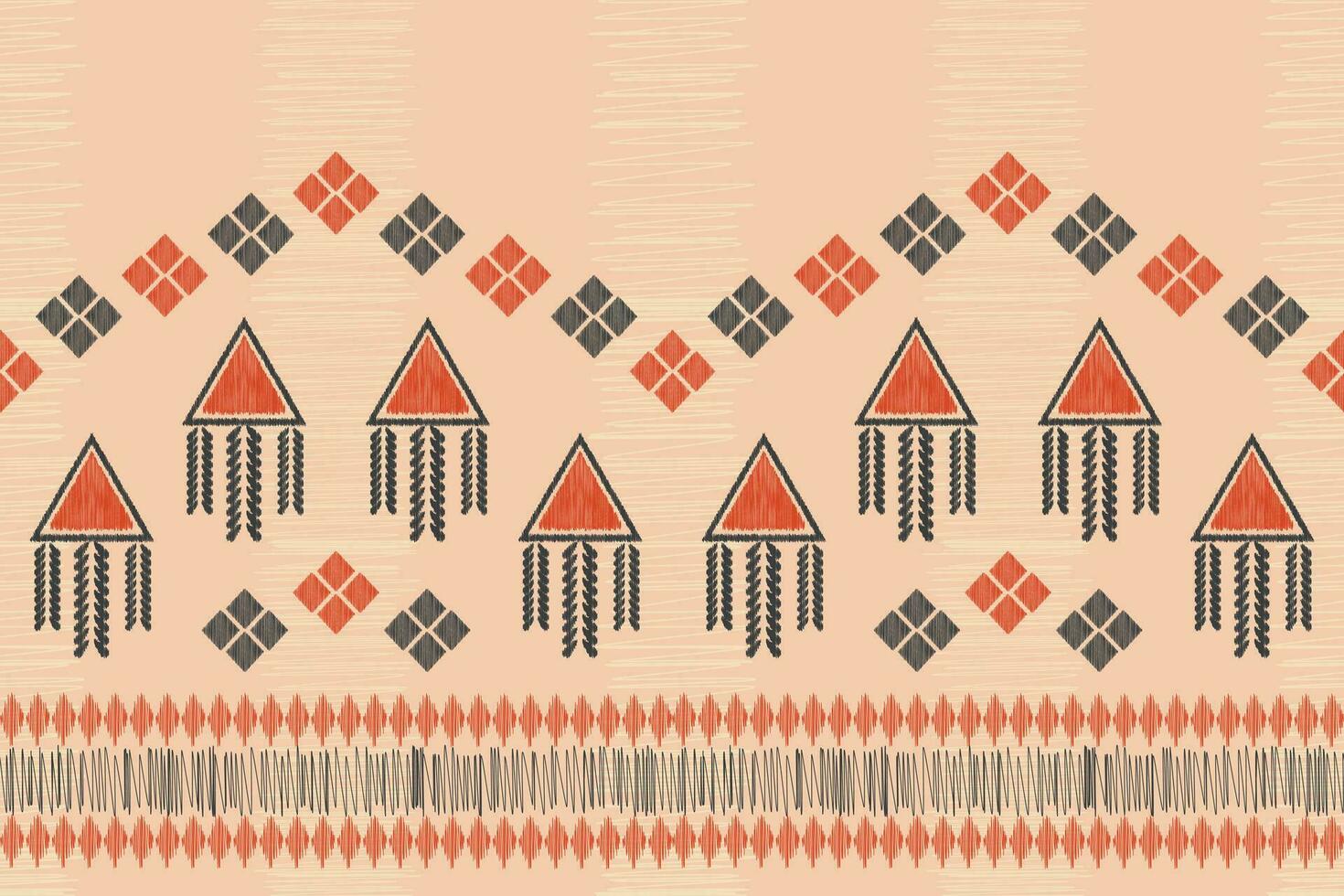 ethnisch Ikat Stoff Muster geometrisch Stil.afrikanisch Ikat Stickerei ethnisch orientalisch Muster braun Sahne Hintergrund. abstrakt, Vektor, Illustration. Textur, Kleidung, Rahmen, Dekoration, Teppich, Motiv. vektor