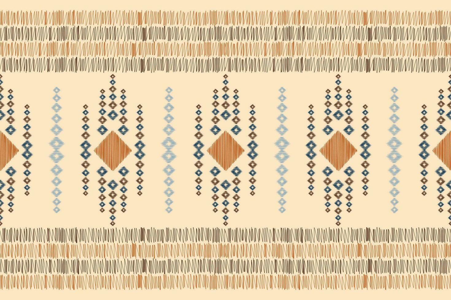 ethnisch Ikat Stoff Muster geometrisch Stil.afrikanisch Ikat Stickerei ethnisch orientalisch Muster braun Sahne Hintergrund. abstrakt, Vektor, Illustration. Textur, Kleidung, Rahmen, Dekoration, Teppich, Motiv. vektor