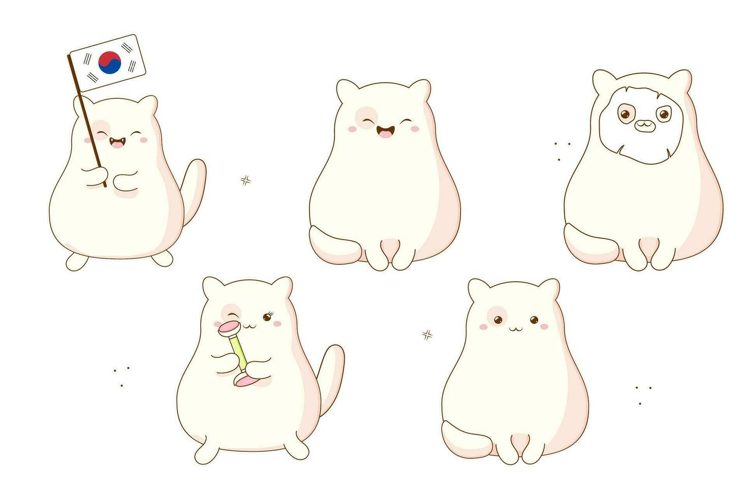 Clip Art Katzen Koreanisch süß kawaii. Vektor Illustration