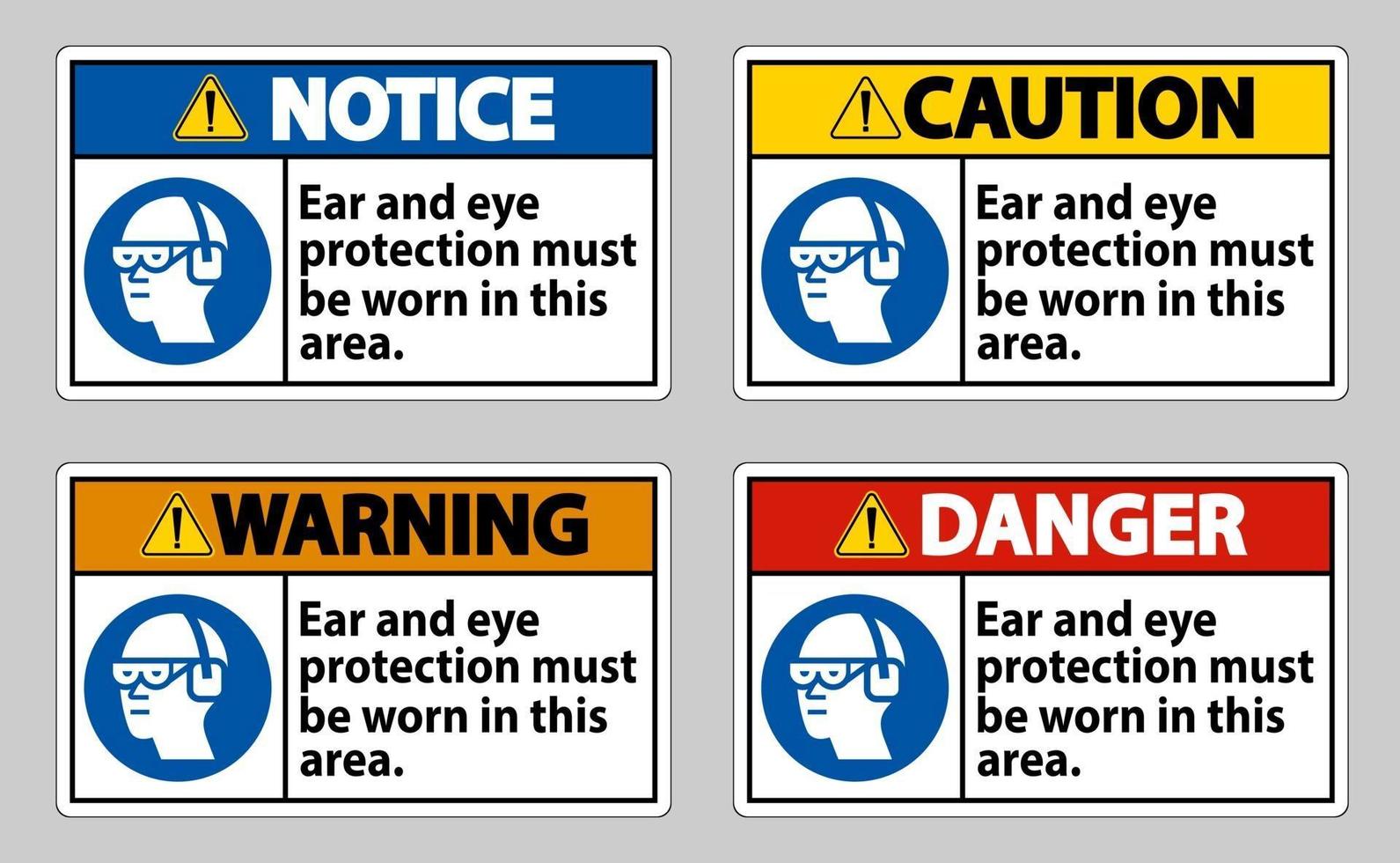 öron- och ögonskydd måste bäras i detta område vektor