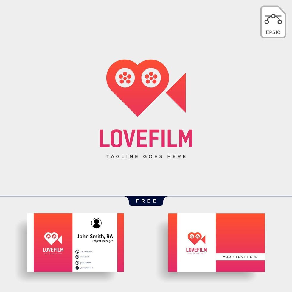 kärleksfilm hjärta biograf kreativ enkel logotyp mall vektor illustration ikon element isolerad vektor