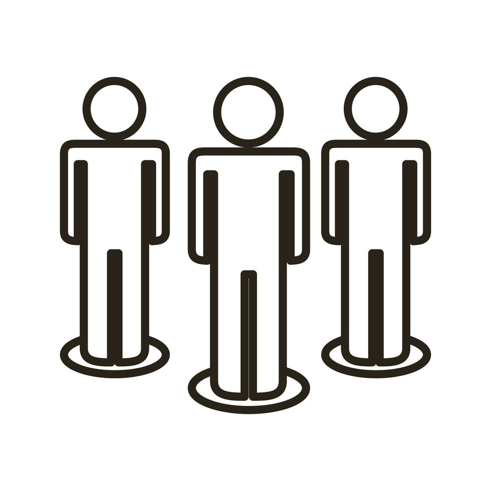 Geschäftsleute Teamwork Figuren Linienstil-Symbol vektor