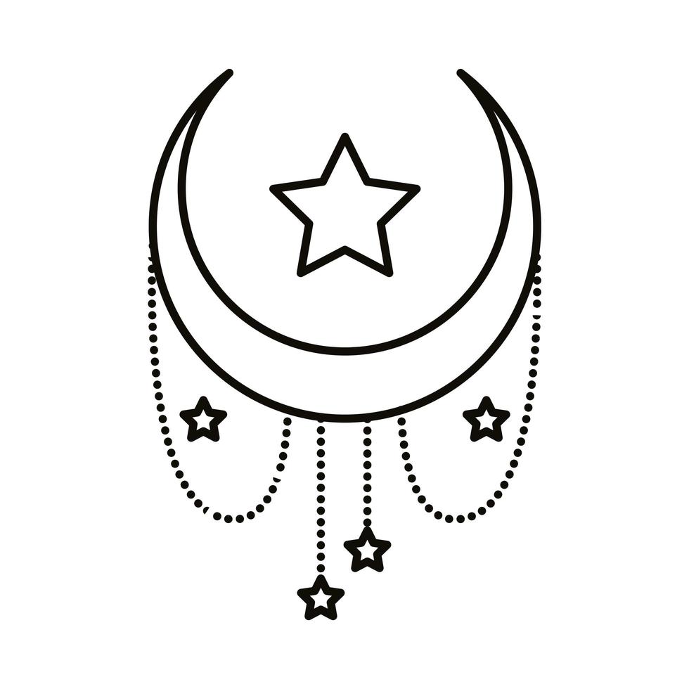 måne och stjärnor zodiak symbol linje stilikon vektor