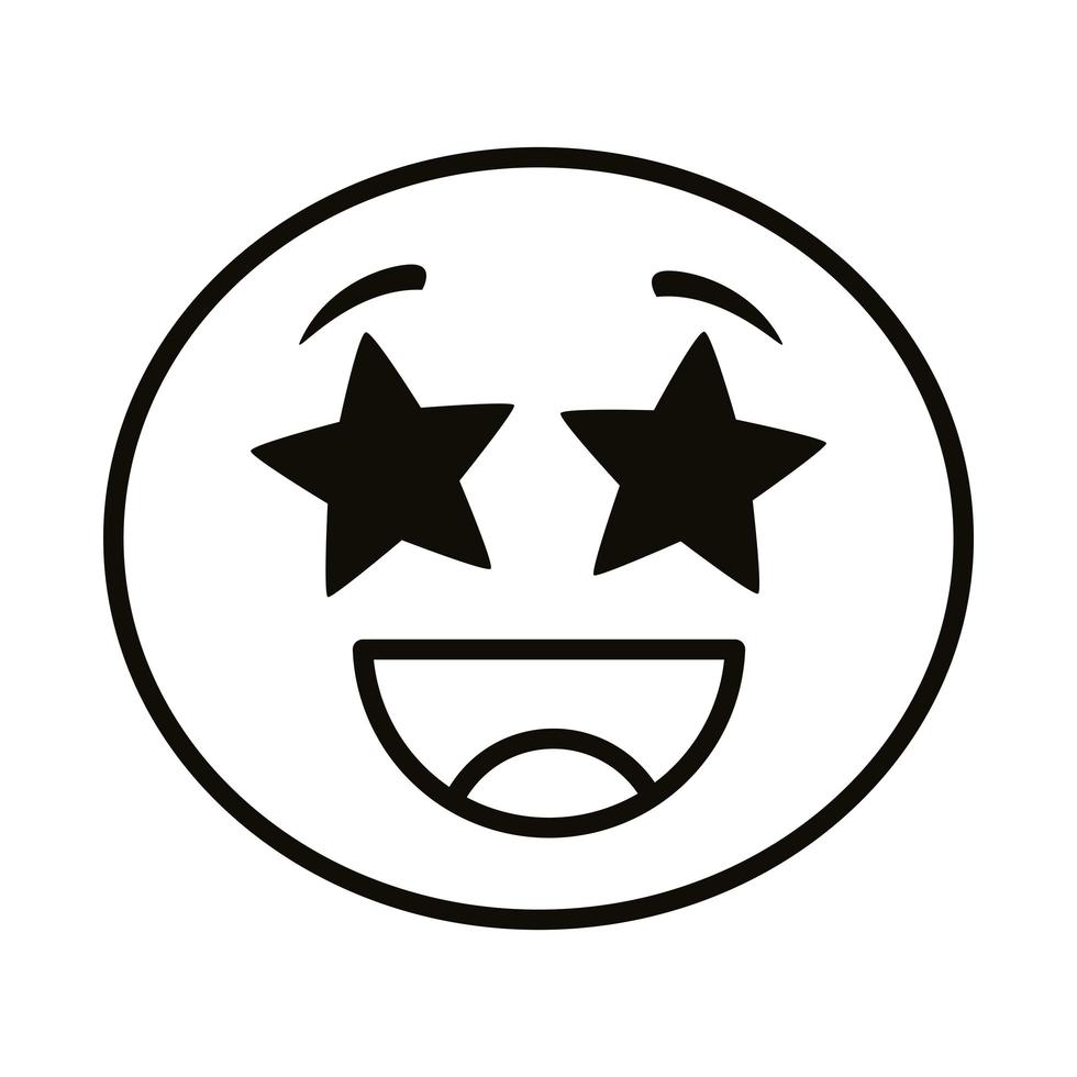 Emoji-Gesicht lachend mit Sternenaugen-Liniensymbol vektor