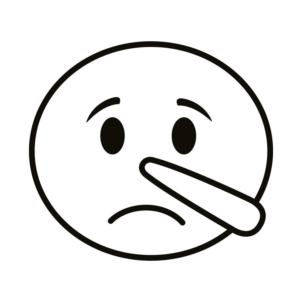 sorgligt emoji-ansikte med lång nässtil stilikon vektor