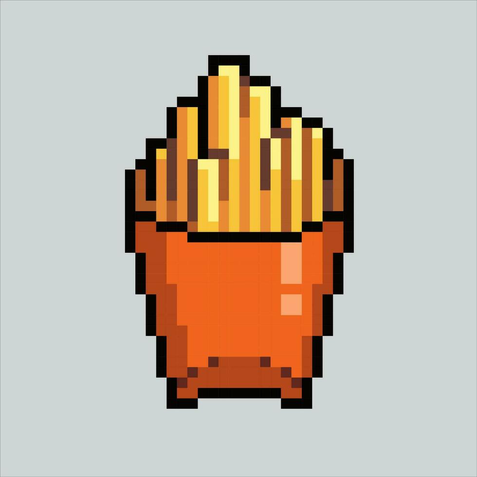 Pixel Kunst Illustration Französisch Fritten. pixelig Kartoffel Fritten. Französisch Fritten Müll Essen Fast Food Symbol pixelig zum das Pixel Kunst Spiel und Symbol zum Webseite und Video Spiel. alt Schule retro. vektor