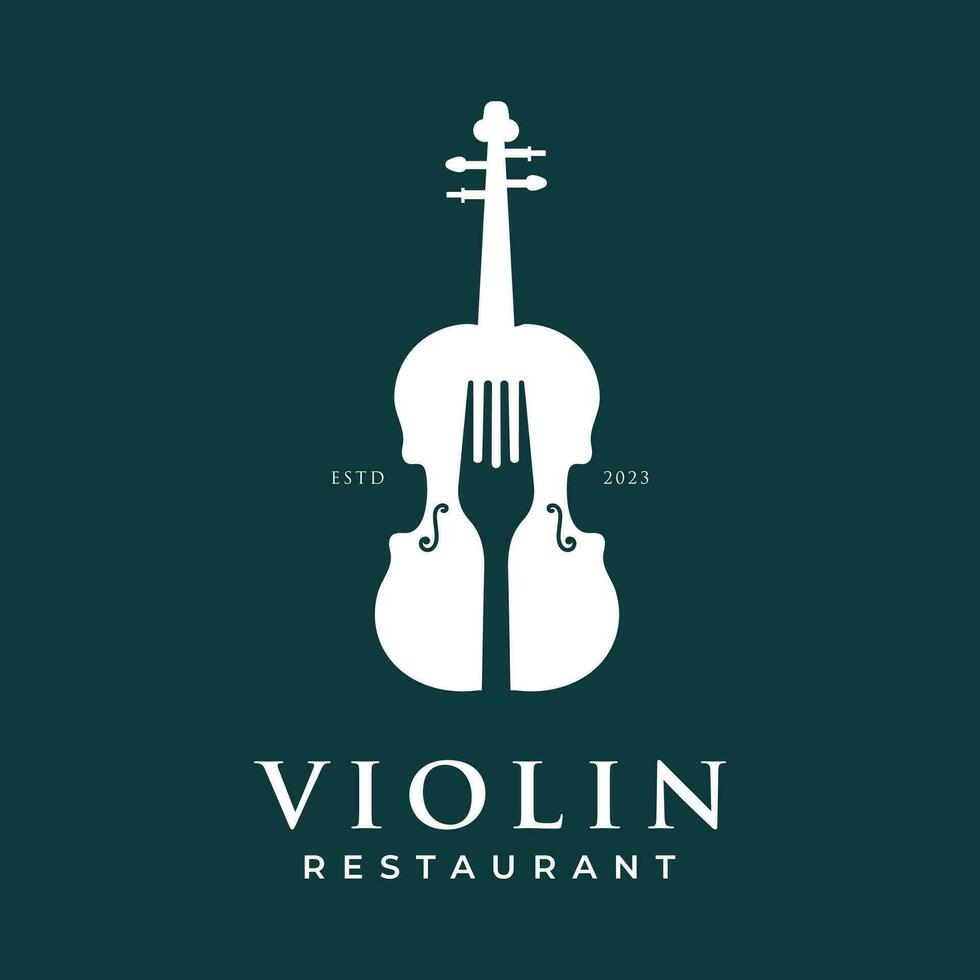 Gabel Violine Musik- Konzert zum Bar Cafe Restaurant Nachtclub Logo Design vektor