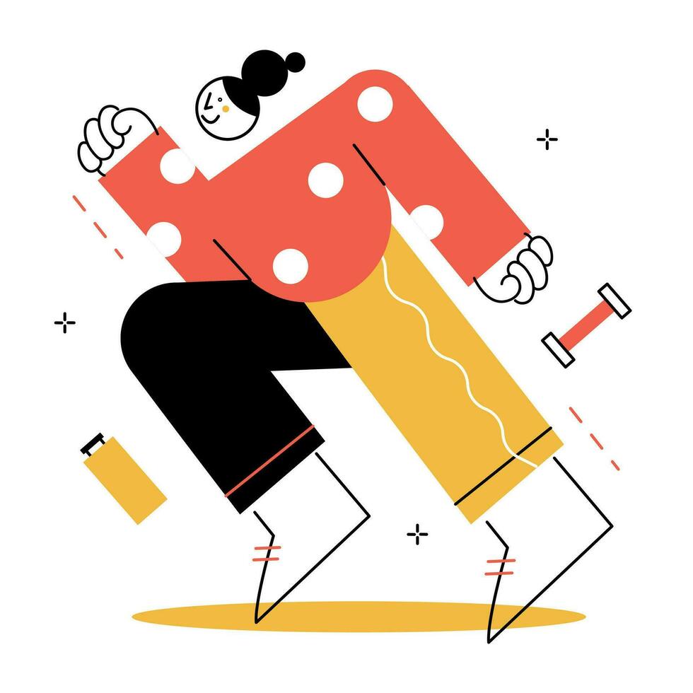 ein Frau läuft im Sportbekleidung. spielen Sport. Vektor Illustration im geometrisch Stil.