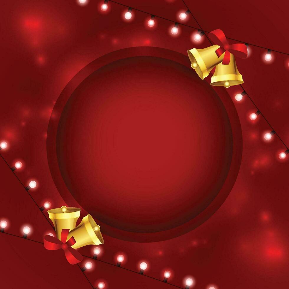 jul bakgrund med lysande stjärnor, konfetti, krans och färgrik bollar. ny år och jul vektor kort illustration på röd bakgrund