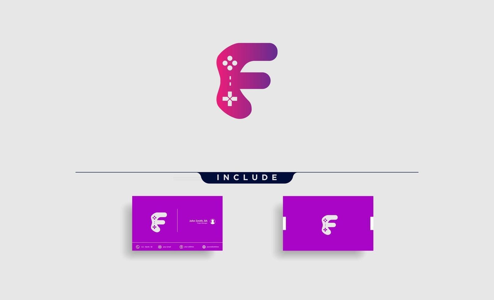 Buchstabe f Spiel Logo Design Vorlage Vektor Illustration Gamepad Symbol Element Vektor