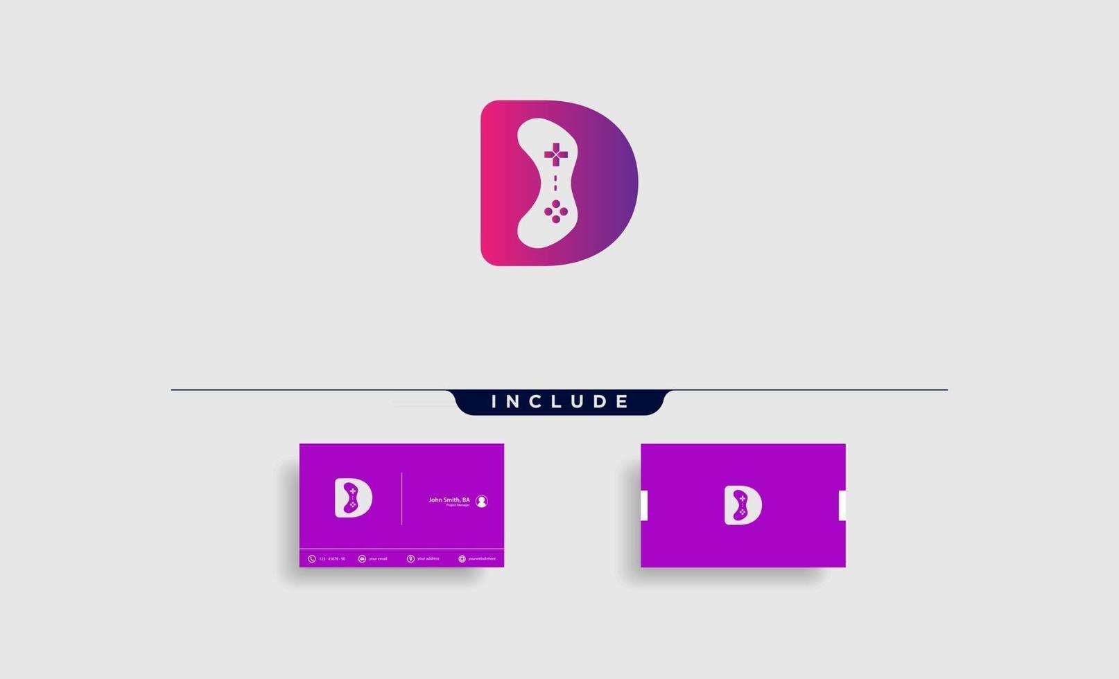 bokstaven d spel logo design mall vektor illustration gamepad ikon element vektor
