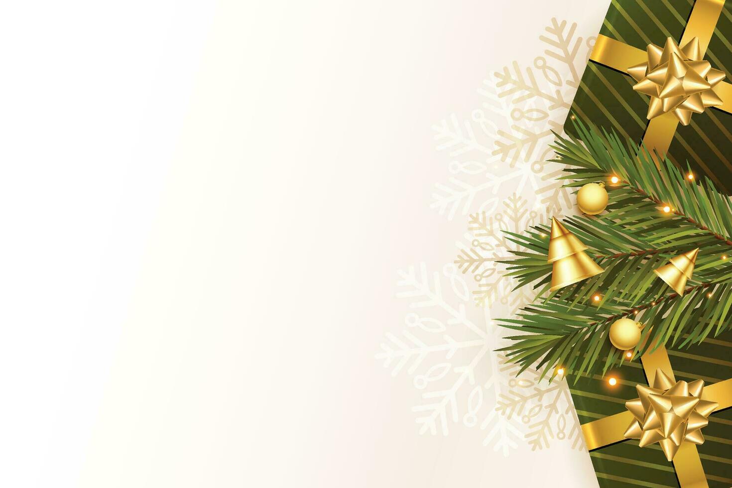 Weihnachten Bälle, Urlaub Geschenke mit golden Bogen, Tanne Baum Geäst, Kiefer Zapfen und glänzend Sterne. Illustration können Sein benutzt zum Weihnachten Design, Poster, Karten, Websites und Banner. vektor