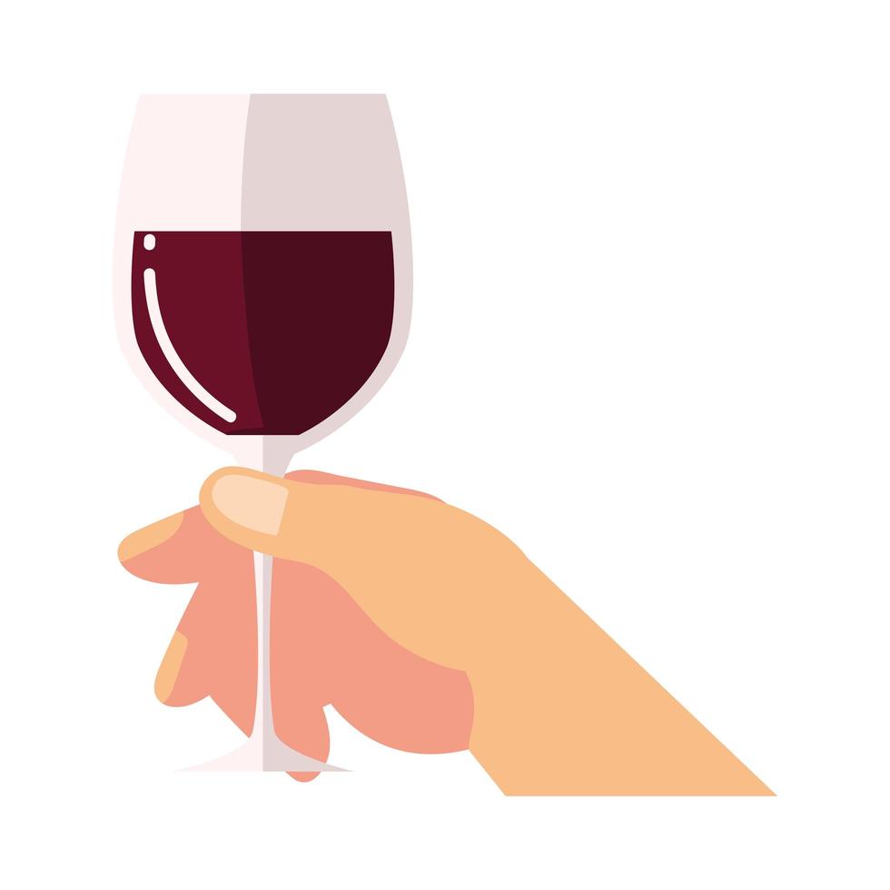 Prost Hand mit Weinglas trinken Schnaps vektor