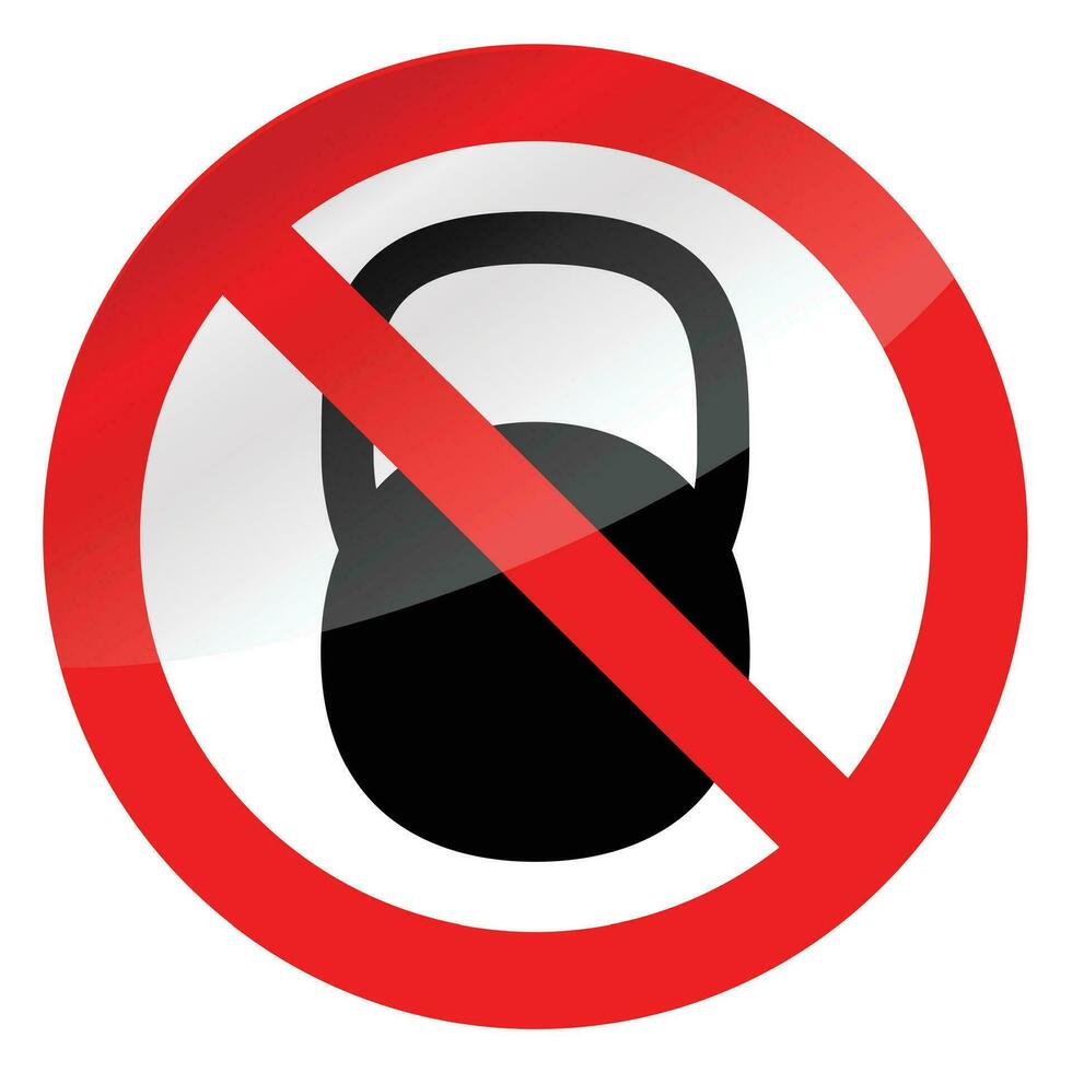 Zeichen Verbot Gewichte. schwarz Silhouette von Gewichte. Vektor Illustration