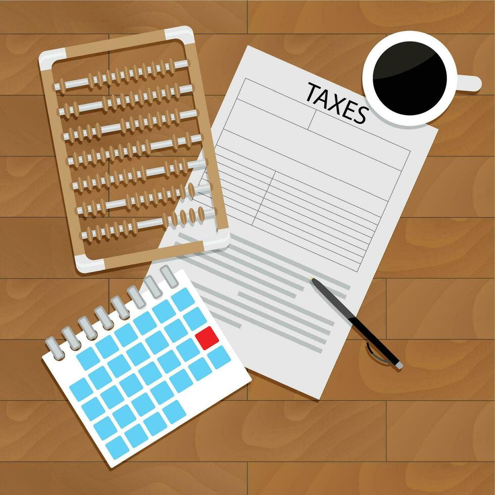 Buchhaltung MwSt Formen, Vektor Besteuerung, Taschenrechner zum Finanzen Steuern Geld Illustration