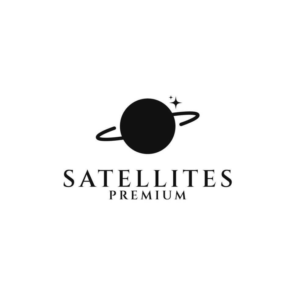 minimalistisch Planet und Satelliten Logo Design Konzept Vektor Illustration Symbol Symbol