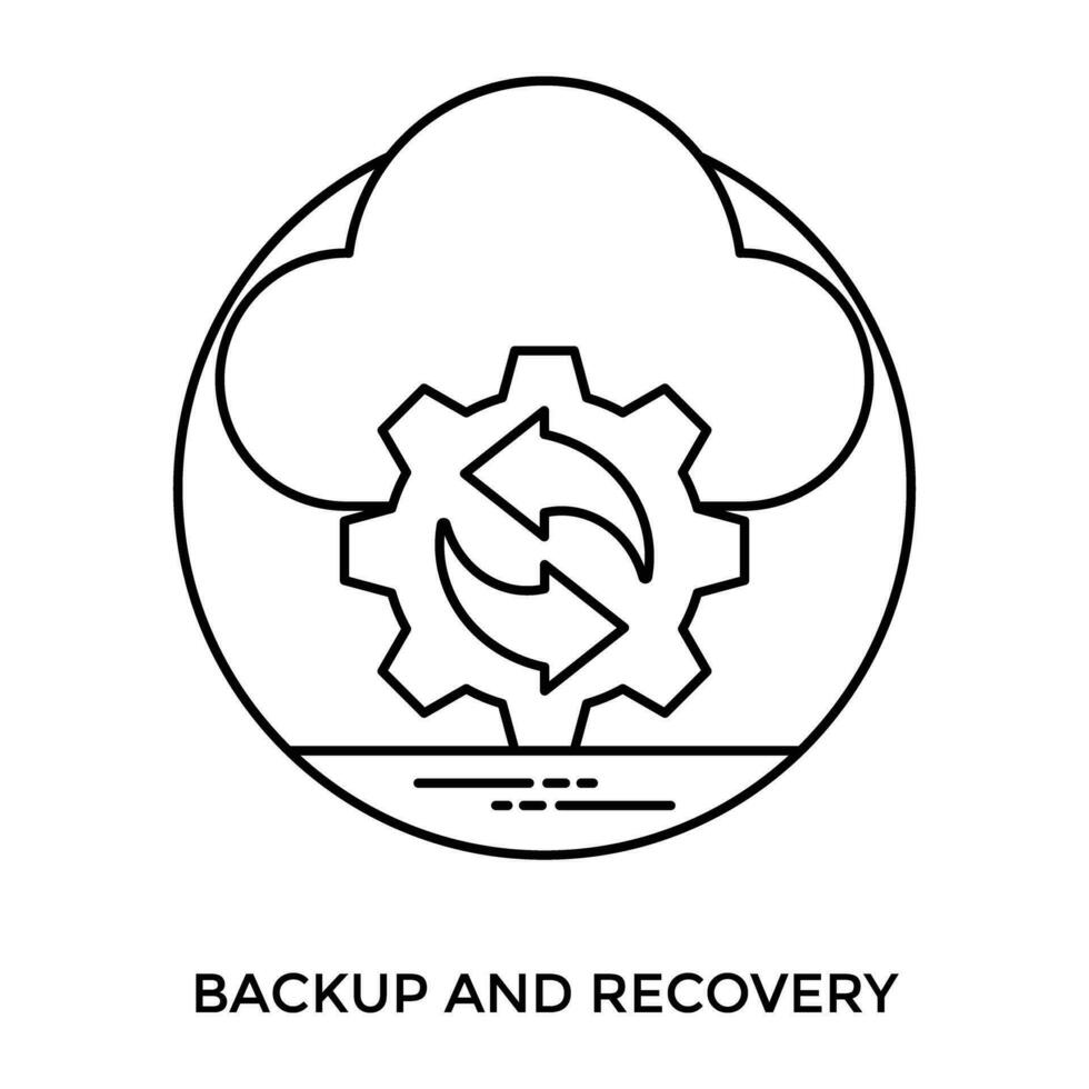 Getriebe mit Aktualisierung Symbole und ein Wolke, Szene zum Backup und Wiederherstellung Symbol vektor