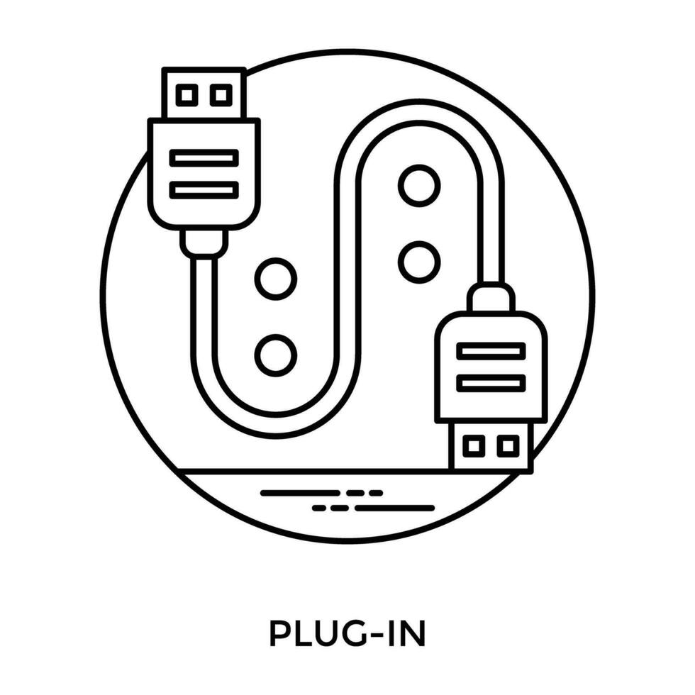 männlich Häfen von USB Kabel Offenlegung Symbol zum Stecker im vektor