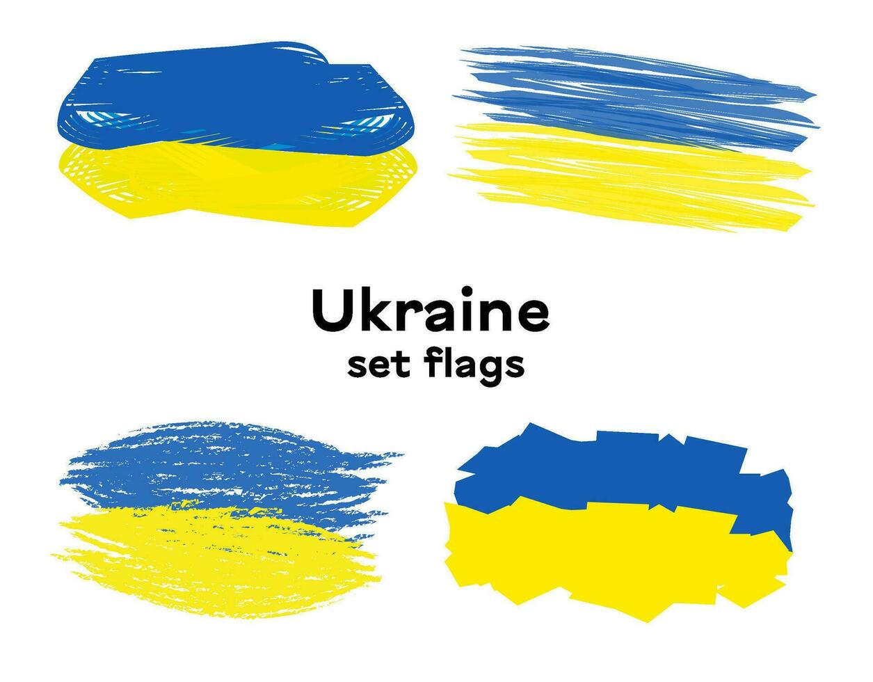 uppsättning vektor flaggor ukraina ,ritad för hand borsta stroke