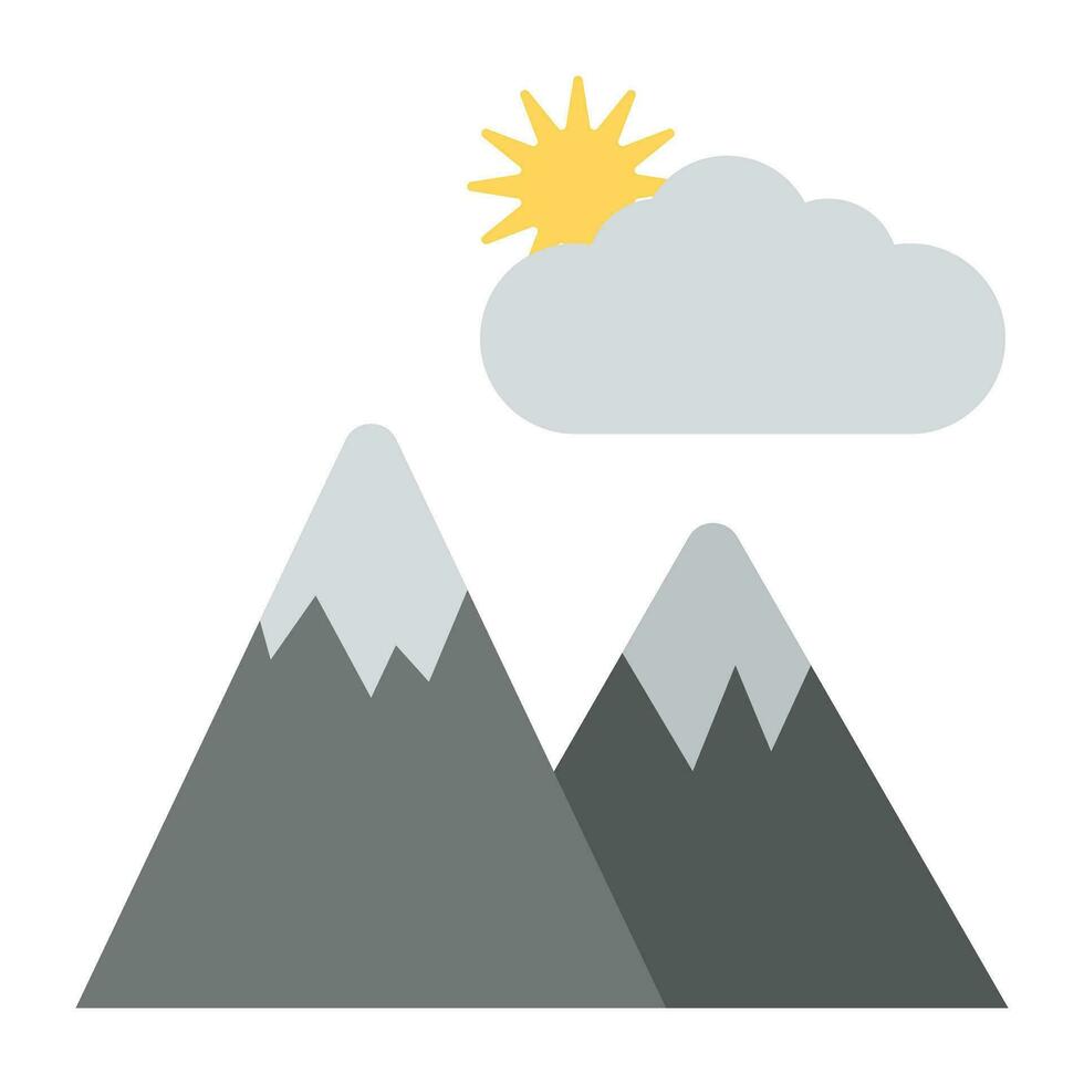 bergig se med moln och Sol som visar de begrepp av klättrande resa. vektor