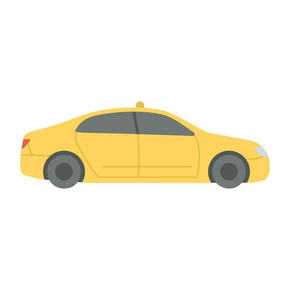 ein Gelb farbig Auto ziehen um auf ein Weg Darstellen Taxi zum Reisen. vektor