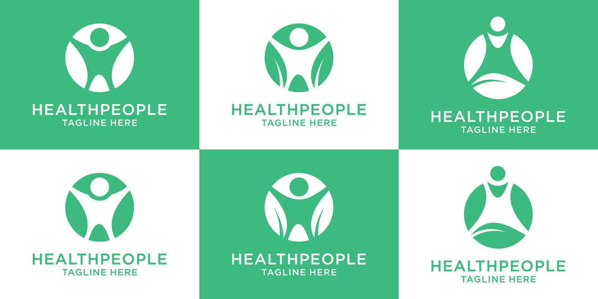uppsättning logotyp design hälsa och människor vektor illustration