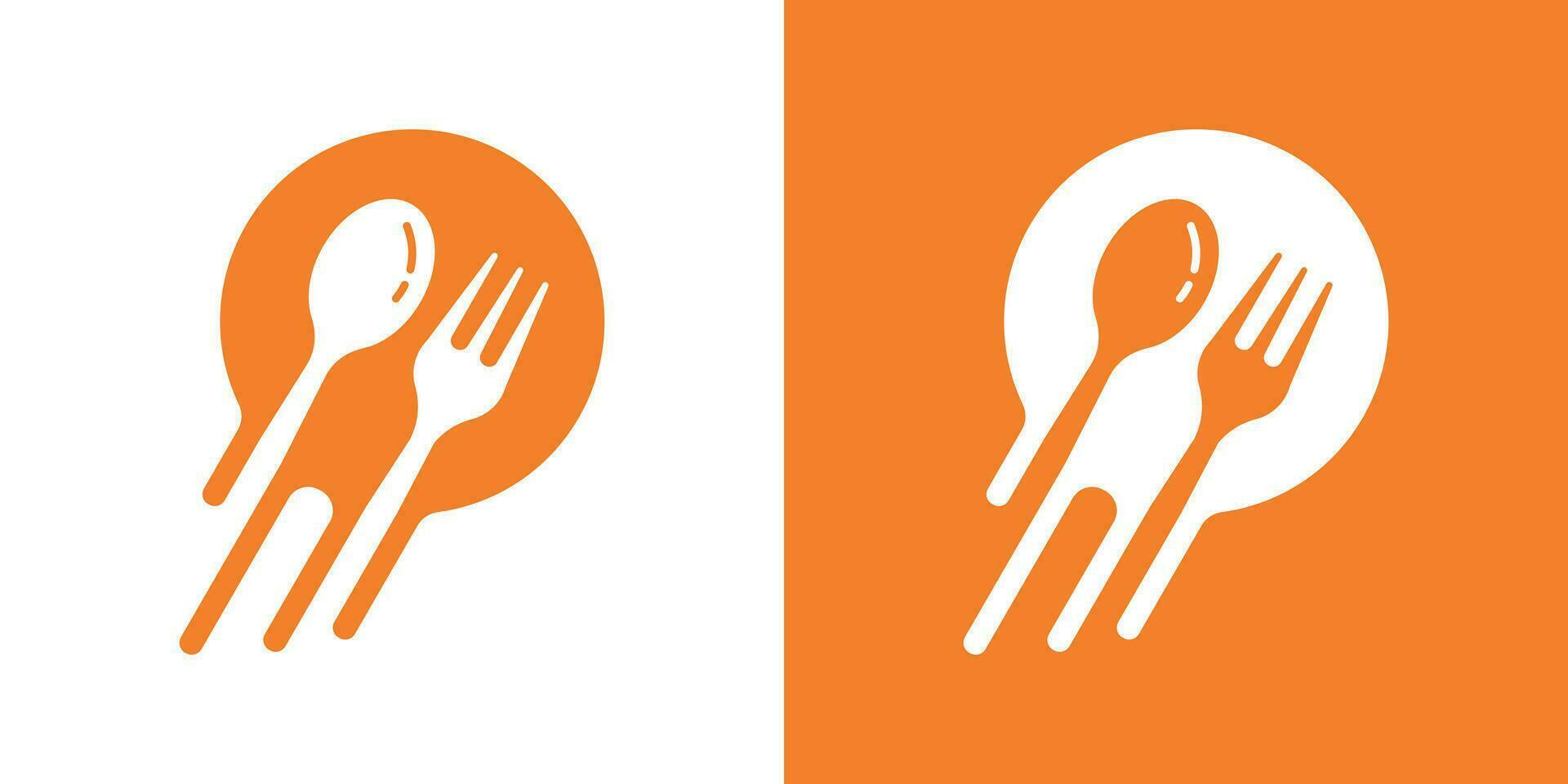 Gabel Löffel Logo Design Element kombiniert mit Geschwindigkeit zum schnell Essen Logo vektor