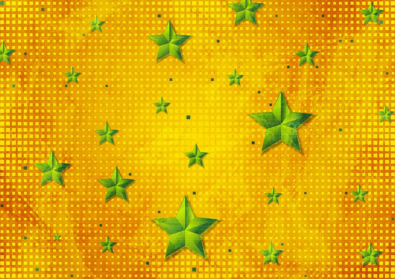 hell Grün Sterne auf Orange gepunktet Hintergrund vektor