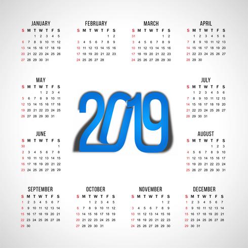 Abstrakt elegant nyår 2019 kalender bakgrund vektor