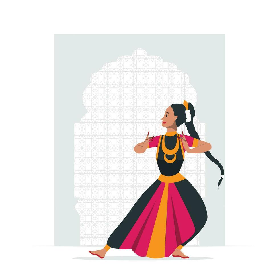 indisk klassisk dansare, bharatnatyam, kathakali dansare vektor