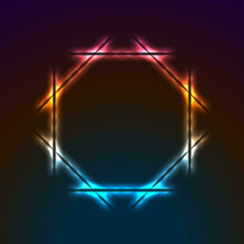 färgrik neon lysande oktogon ram abstrakt retro bakgrund vektor