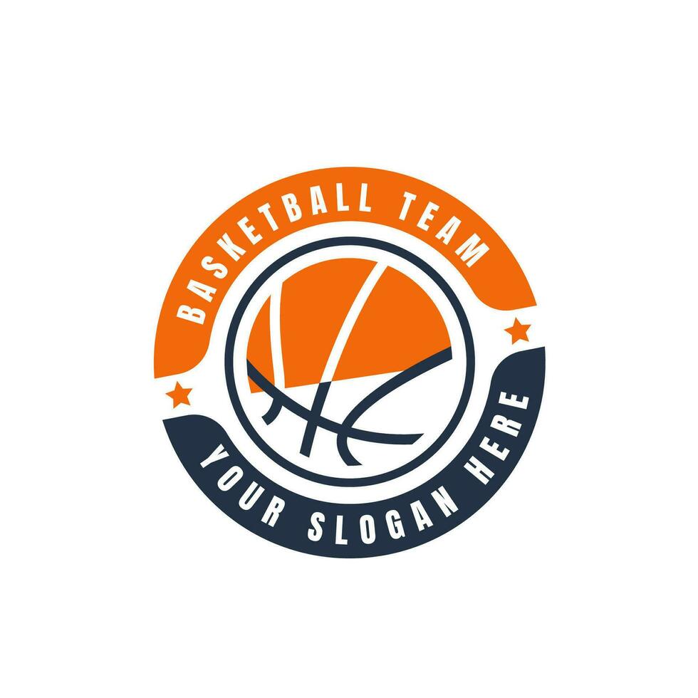 basketboll klubb logotyp bricka vektor bild. basketboll klubb logotyp mall skapare för sporter team vektor