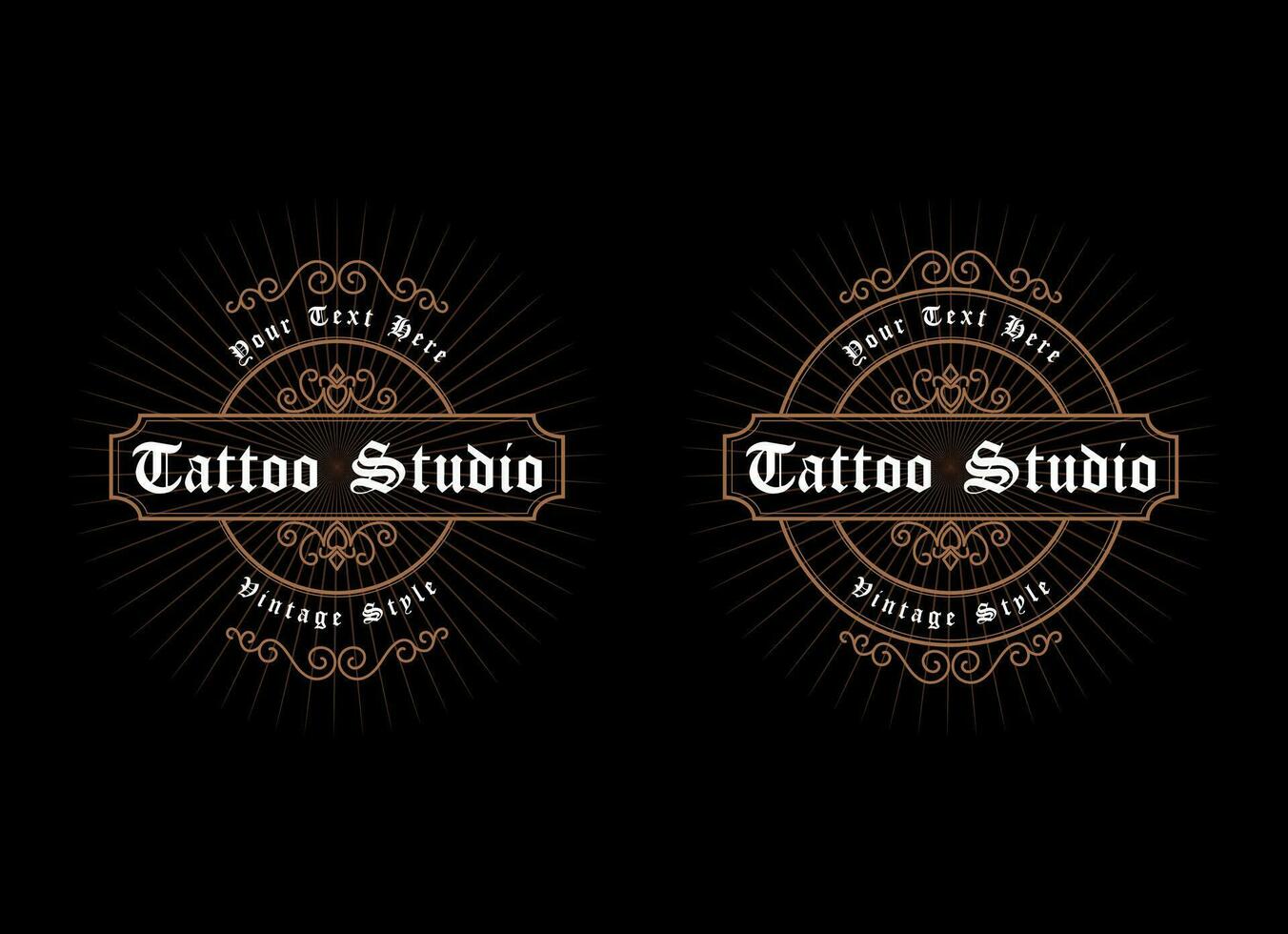 årgång ram logotyp. antik märka. lämplig för tatuering studio, barberare affär, whisky märka, vin, öl, bryggning, salong, affär, Skyltning. vektor