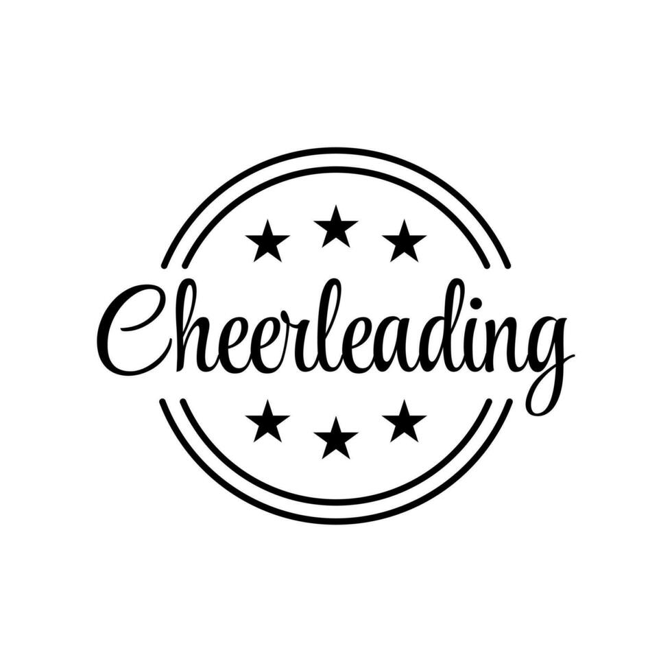 cheerleading heja på sporter flickor spel ord text ikon märka bricka design vektor